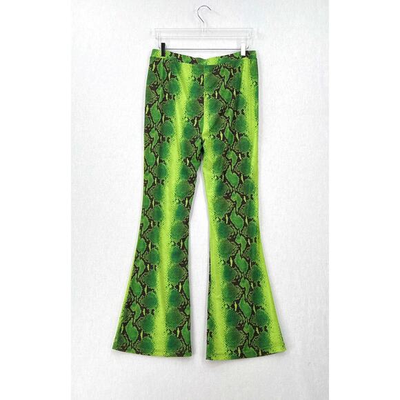 CULT GAIA X BRATZ Sheridan Pants Womens XL Green Ombre Snakeskin Flare NEW - Picture 3 of 16